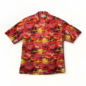 VTG E & K Hawaiian Shirt Men’s Size XL Red Floral Made In Hawaii USA